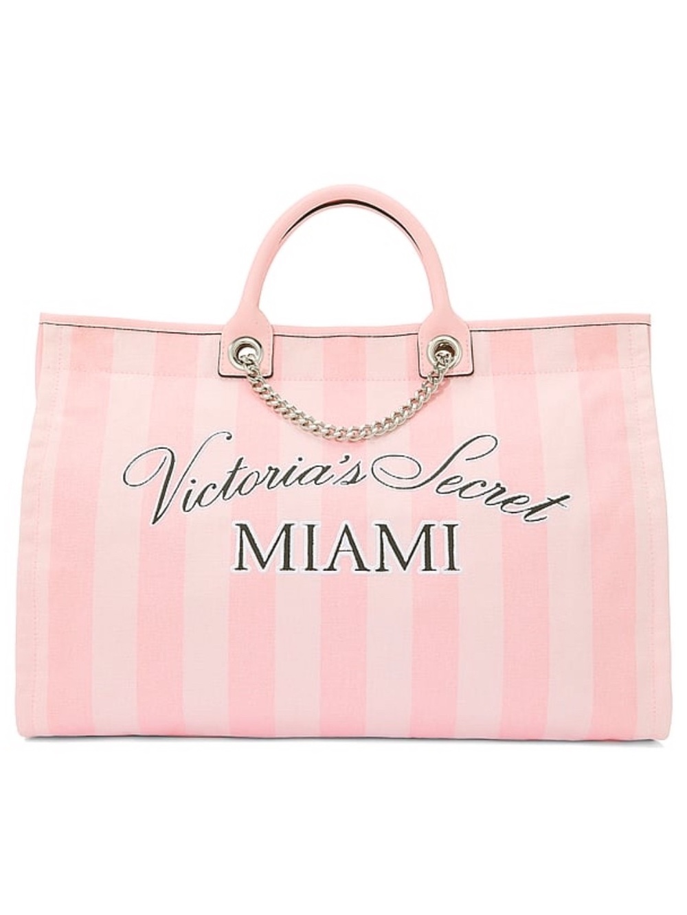 New Pink Victoria’s Secret Tote Bag Purse City Exclusive MIAMI Heritage Striped